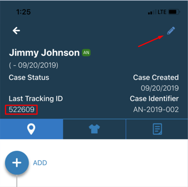 Pencil icon to add new tracking ID