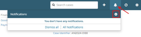 Alert preferences gear icon in navigation