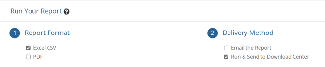 Report format and Delivery method settings