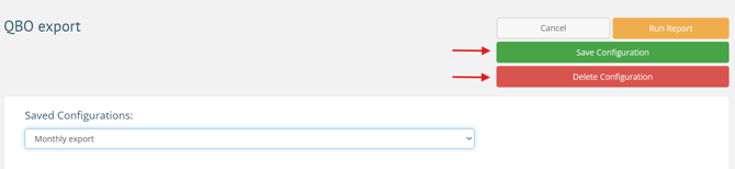 Save configuration and Delete configuration buttons