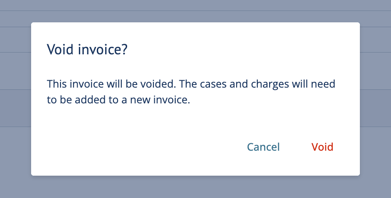 Void invoice confirmation message pop-up