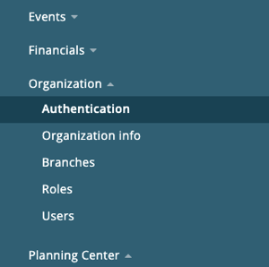 authentication settings