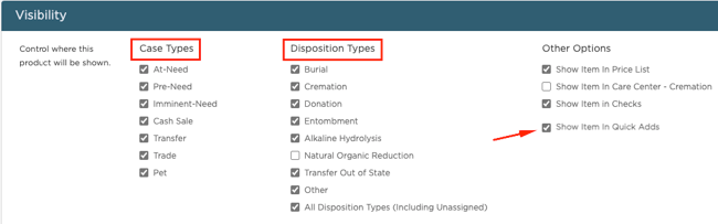 You can also select the Case and Disposition Types the package will appear on.