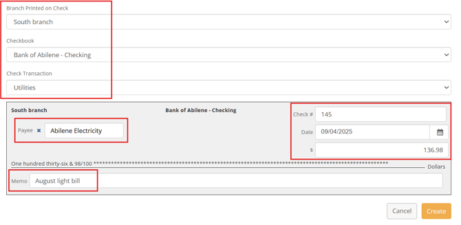 Non-Case Related check example