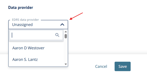 EDRS data provider dropdown