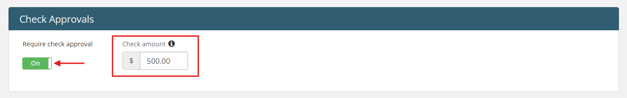 Check approval toggle and minimum setting