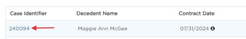 Case identifier from Interest page