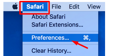 Arrow pointing to preferences 