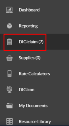 Select DIGiclaim on the left hand side