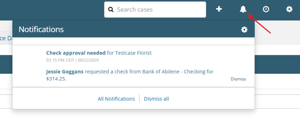 Check approval needed notification