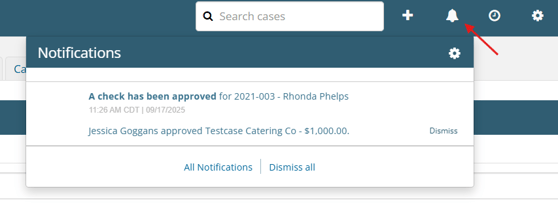 Check approved notification