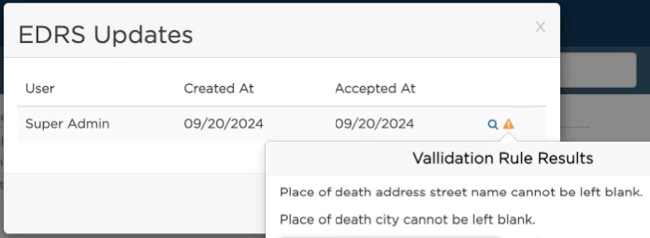 edrs updates modal