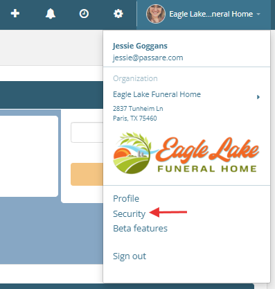 Profile > Security