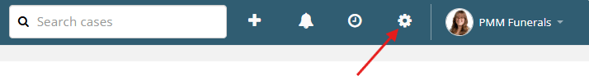 Gear icon in top navigation