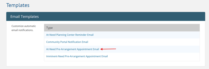 List of Planning Center email templates