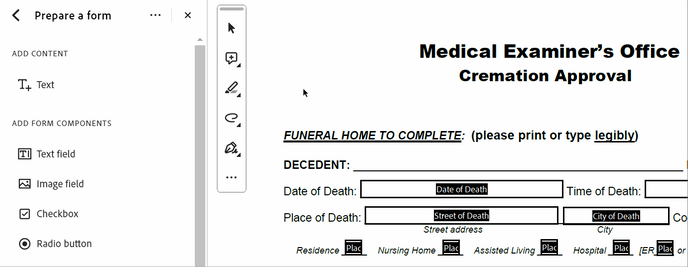 Add text field to PDF
