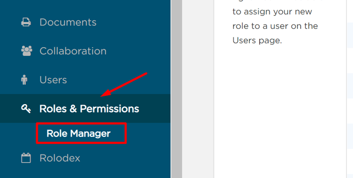 Role Manager under Roles & Permissions in sidebar