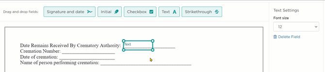 Type and change font size for Text field