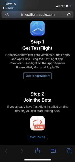 Download TestFlight landing page from QR code