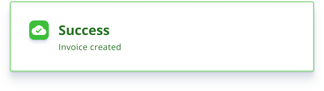 Invoice was successfully created on a green toast message confirming invoice creation