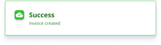 Invoice created success message in green