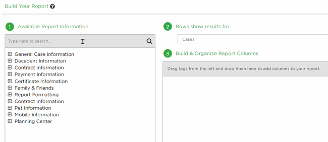 Drag and drop report columns