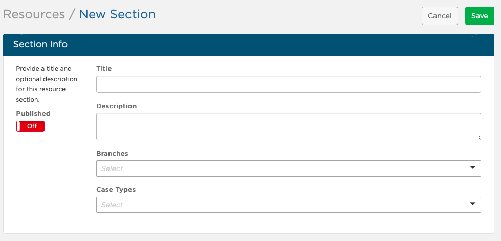 New Section information fields