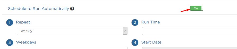 Toggle On to schedule to run automatically