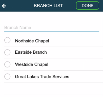 Branch location list