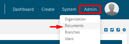 Documents in Admin drop-down