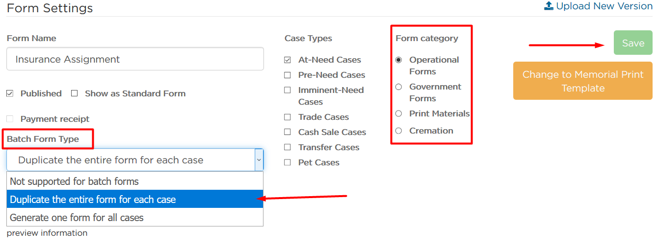 Form Settings