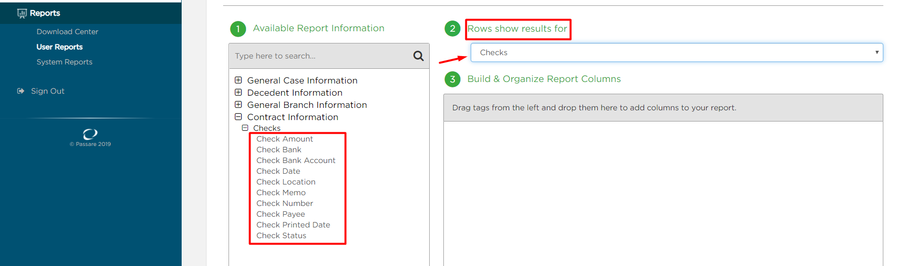 select Checks under Show Results For drop-down