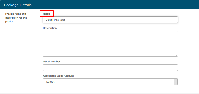 add Name in Package Details section