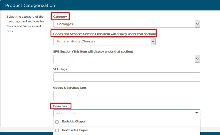 Product Categorization section