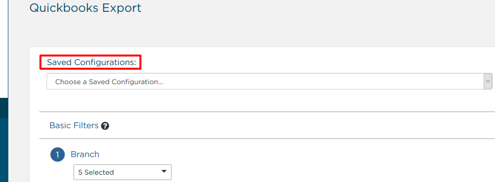 Saved Configurations under Quickbooks Export