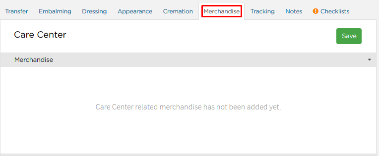 Merchandise tab