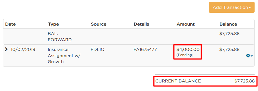 Pending notice under Amount