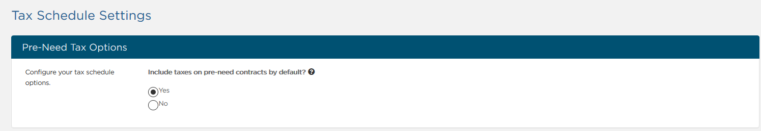 Tax Schedule Settings