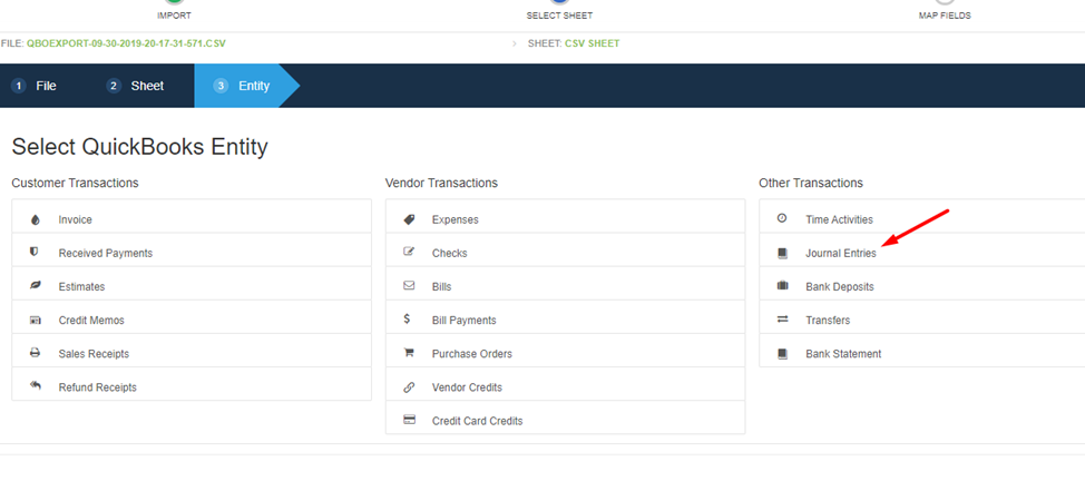 Journal Entries button in QuickBooks