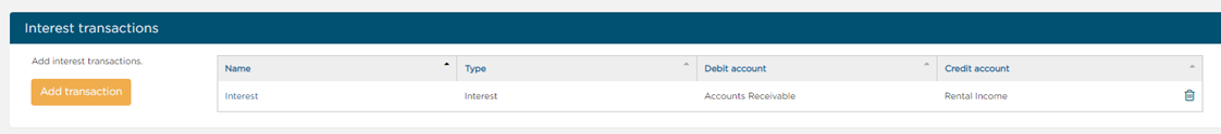Add in interest transaction by selecting Add Transaction.