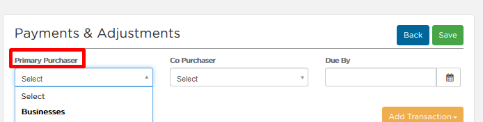 Primary Purchaser field