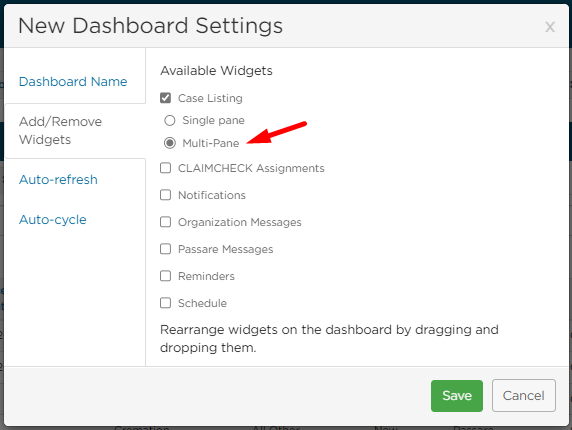 Select Multi-Pane Case Listing