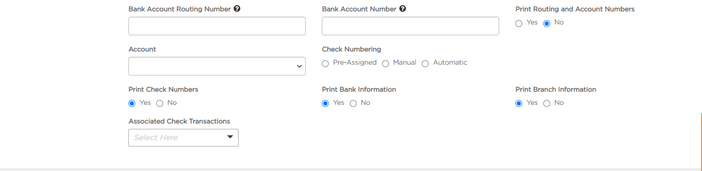 Bank account information