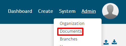 Documents in Admin drop-down