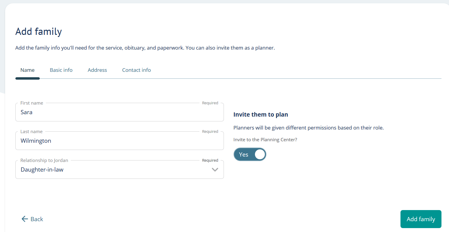 Invite them to plan toggle option on