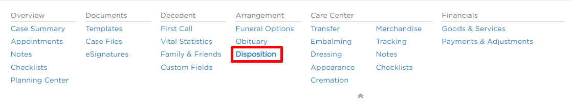 Disposition link in navigation