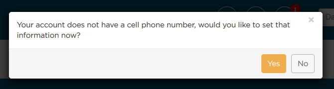 Cell Phone Number entry notification