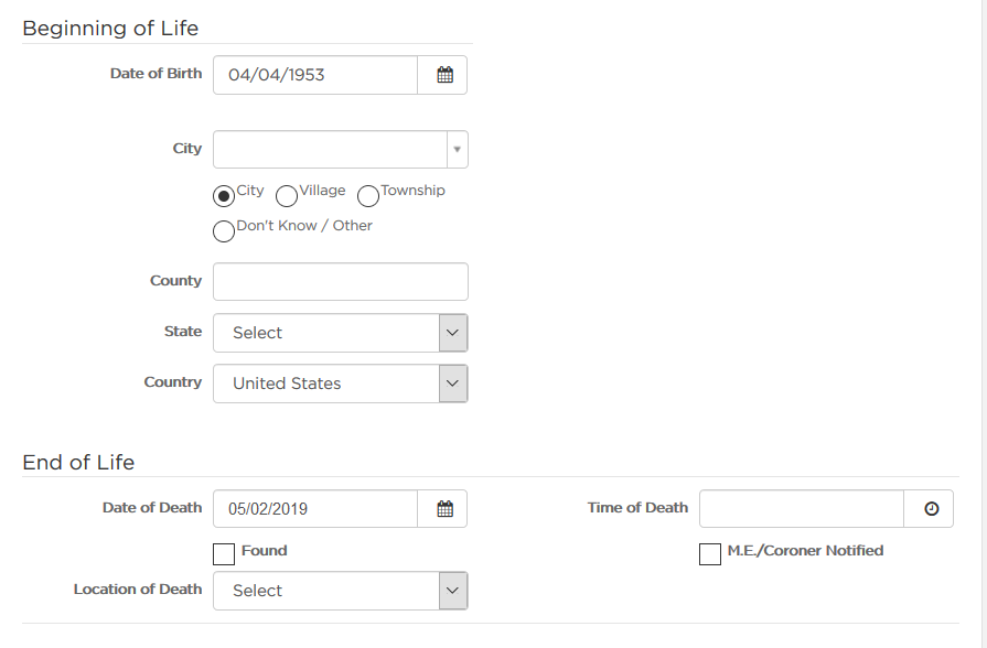 Adding date of birth and date of death