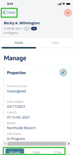 screenshot of the manage tab