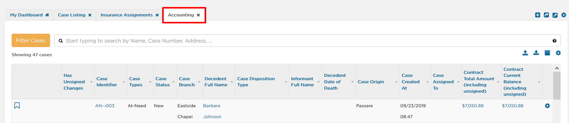 Single-Pane case listing 